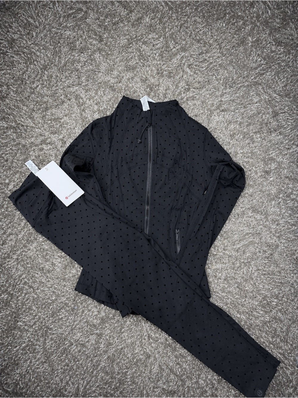 Lululemon Define Black Polka Dot Jacket
& Leggings Set